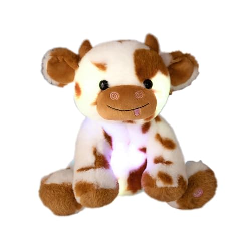 Ziabxhn Cow Stuffed Animal | Stuffed Cow Plush | Colorful Light Stuffed Animal Plush Toy | Cow Doll | Plush Stuffed Toys Funny Kids Stuffed Animals for Kids Bedroom Decoration von Ziabxhn