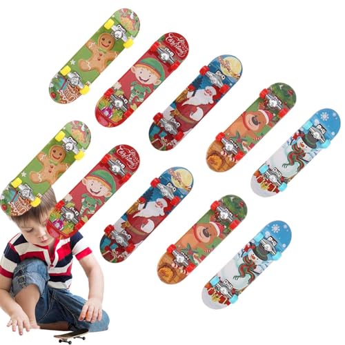 Ziabxhn Kleine Finger-Skateboards für Kinder, Weihnachts-Finger-Skateboards - 10X professionelle Fingerbretter,Neuheitsspielzeug für Kinder, kreative Fingerspitzenbewegung, Weihnachtsstrumpffüller für von Ziabxhn