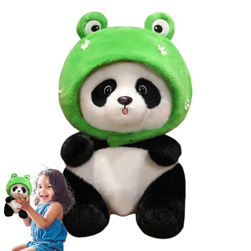 Ziabxhn Panda Plush | Cute Panda Plush Toy | Stuffed Giant Panda with Cute Frog Headwear | Cartoon Stuffed Toy Home Decoration | Soft Sleeping Soothing Toys for Car Home Desk von Ziabxhn