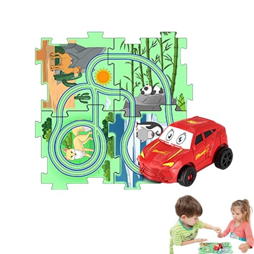 Ziabxhn Puzzle-Gleiswagen-Spielset, Eisenbahnwaggon-Puzzle-Gleis,Lernspiele Rennbahn-Puzzlebrett - Feinmotorik-Spielzeug für Autostrecken, Land-Themen-Puzzle-Racer-Spielzeug für Kleinkinder, von Ziabxhn