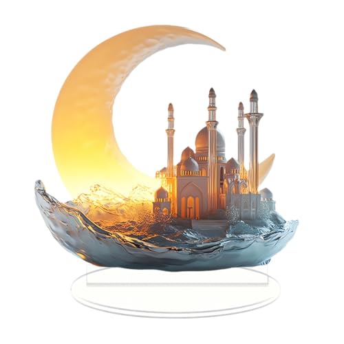 Ziabxhn Table Eid Decorations | Party Centerpieces Sign | Moon Eid Desktop Decoration | Moon Eid Table Sign Ornament | Portable Tabletop Home Art Craft Decoration for Desktop Decoration von Ziabxhn