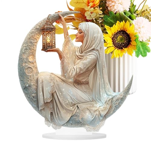 Ziabxhn Table Eid Decorations | Party Centerpieces Sign | Moon Eid Desktop Decoration | Moon Eid Table Sign Ornament | Portable Tabletop Home Art Craft Decoration for Desktop Decoration von Ziabxhn