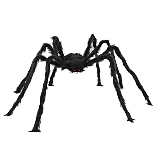 Zibeem 90/125/150 cm Riesenspinne Halloween-Dekorationen – Gefälschte Spinne Für Halloween, Outdoor Friedhof, Dekoration | Große Schwarze Spinne. Gruselige Halloween-Spinnendekorationen von Zibeem