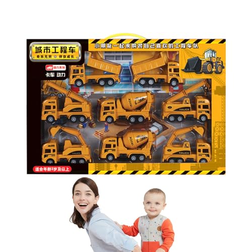 Zibeem Bauauto-Set für Kinder,BAU-Spielfahrzeug-Set,Zurückziehbares Spielzeugauto, Push-and-Go-Bauauto - Fördert Fantasie und Kreativität. Druckguss-Spielfahrzeug-Set für Kinder ab 3 Jahren von Zibeem