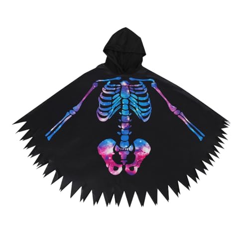 Zibeem Halloween Totenkopf Umhang,Halloween Umhang,Kapuzenumhang Rollenspiel Totenkopf Umhang für Halloween Cosplay | Zickzack-Saum-Design-Hoodie-Umhang für Auftritte, Partys, Nachtclubs, Maskeraden von Zibeem