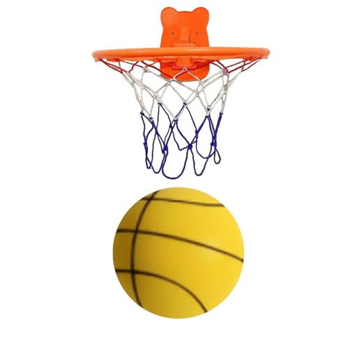 Zibeem Leiser Basketball-Indoor-Trainingsball – Unbeschichteter Hochdichter Schaumstoffball Mit Korb, Schaumstoff-Basketball-Dribbling Für Leise Indoor-Sportarten | Indoor Leiser Basketball von Zibeem