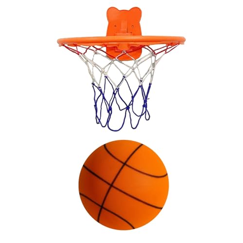 Zibeem Leiser Basketball-Indoor-Trainingsball – Unbeschichteter Hochdichter Schaumstoffball Mit Korb, Schaumstoff-Basketball-Dribbling Für Leise Indoor-Sportarten | Indoor Leiser Basketball von Zibeem