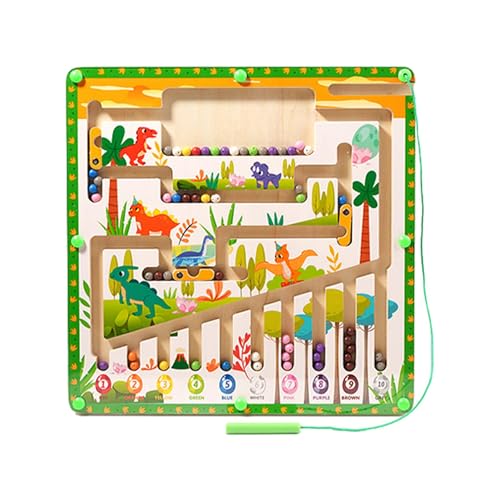 Zibeem Magnetisches Farblabyrinth, Magnetfarb- und Zähllabyrinth | Lernspielzeug für Kleinkinder im Dinosaurier-Design für Jungen und Mädchen - Hölzernes Magnet-Labyrinthspiel für Kinder im von Zibeem