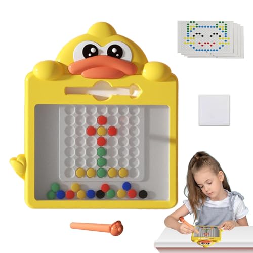 Zibeem Magnetisches Zeichenbrett,Magnet-Zeichenbrett,Magnetischer Zeichenblock mit Cartoon-Ente und Punktperlen - Pädagogisches magnetisches Punkt-Zeichenbrett, Vorschulspielzeug für Kinder von Zibeem