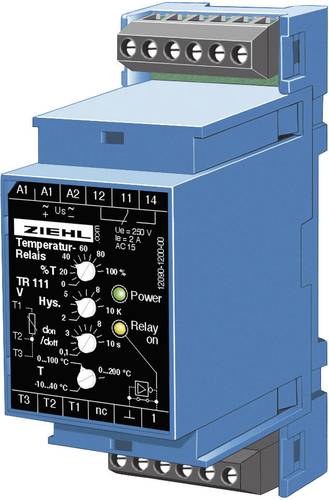 Ziehl TR 111 Temperaturregler Pt100 -10 bis +200°C Relais 5A (L x B x H) 58 x 35 x 90mm von Ziehl