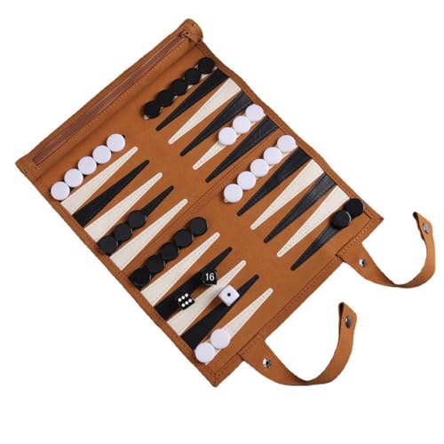 Gesellschaftsspiel für Backgammon, tragbar, aufrollbar, klassisches Schachspiel aus Mikrofaser und PU-Leder, vielseitiges Gesellschaftsspiel, geeignet für Reisen | für Backgammon von Ziennhu