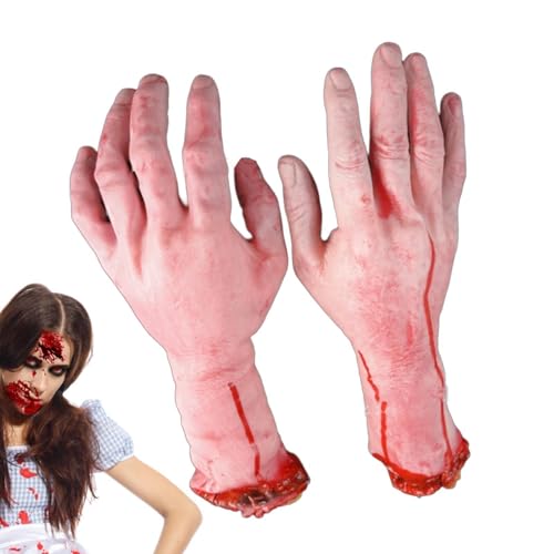 Halloween-Arm, gruselige gebrochene Hände, gruselige Gaze mit gruseligem Blut-Halloween-Zubehör, Dekoration für Spukhaus, falsche Hände für Horrorpartys, Halloween-Partys von Ziennhu