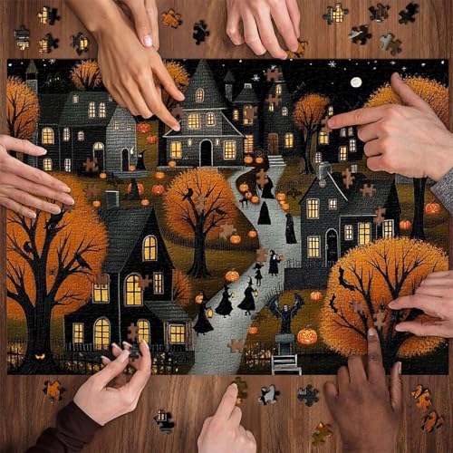 Halloween-Natal-Puzzle _ Halloween-Natal-Puzzle, 1000 Teile, Vintage-Puzzle, Spukhaus-Puzzle, Sammelpuzzle, lustiges Puzzle für Erwachsene und Kinder von Ziennhu