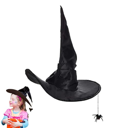 Hexenhüte für Frauen, Hexenhut Halloween Hexenhut Erwachsene Weich Bequem Halloween Kostüm Halloween Zauberer Hut Schwarz Kostüm Spitz Breit Bo von Ziennhu