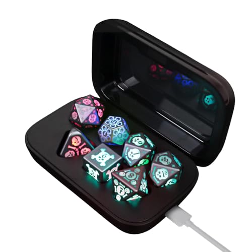 Leuchtendes Würfel-Set | Shine Light Up Dice - Leuchtendes Würfelspiel zum Laden - Polyedrisches Würfelspiel für Tischspiele mit wiederaufladbarer Box für Männer und Frauen, Rollenspiel von Ziennhu