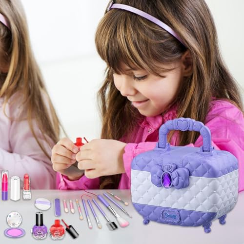 Make-up-Set für Kinder, für Mädchen, tragbare Kosmetiktasche, Prinzessinnen-Kosmetik-Set, lustiges Rollenspiel, für kleine Mädchen von Ziennhu