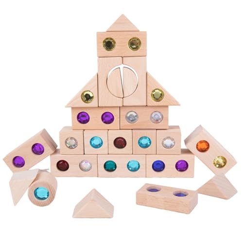 Spielzeug aus Acrylklötzen, Holzbausteine Set | Stapelbares Spielzeug für 50 Teile | Holzbausteine für pädagogisch und unterhaltsam zum Vorschullernen im Kindergarten von Ziennhu