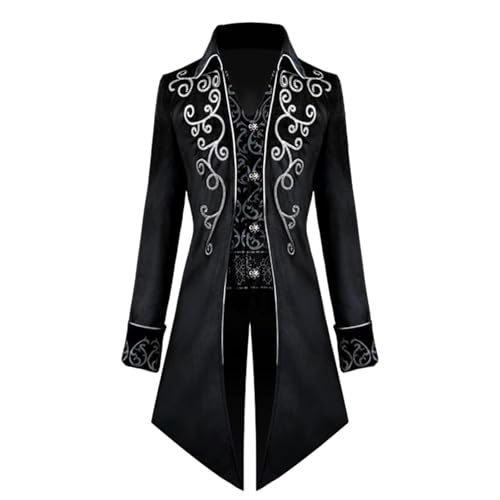 Ziennhu Herren Gothic Mittelalter Frack Jacke – Mittelalter Mantel Steampunk Vintage Frack – Herren Mittelalter Frack Jacke Viktorianische Jacke Herren Steampunk Vintage Frack Halloween-Kostüm für von Ziennhu