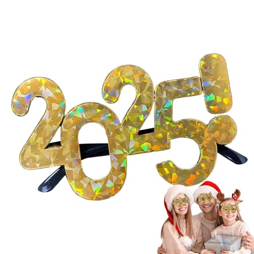 Ziennhu Photobooth Deco New Year - Frohes Neues Jahr Brille 2025 - Cotillons Neujahr - Pailletten Brille Neujahr 2025, 24 Stück Frohes Neues Jahr Papierbrillen von Ziennhu