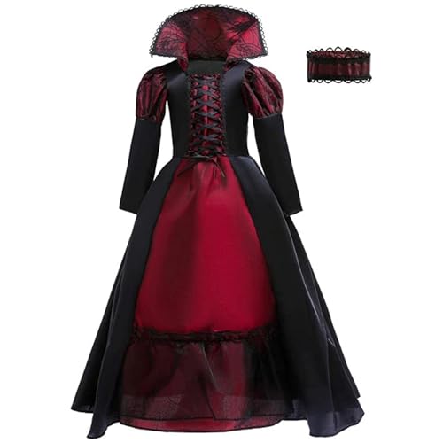 Ziennhu Vampir Königin Kostüm – Halloween-Kostüme für Mädchen, Halloween-Cosplay-Kostüm, Vampir Zubehör für Halloween-Partys, Karnevalskostüme von Ziennhu