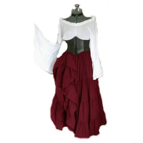 Renaissance-Lolita-Kleid für Damen, perfekt für Themenfeiern (M, Rotwein) von Zilimontt