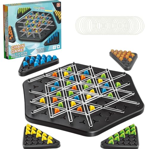 Triggle Spiel Gummibänder, Interaktives Triggle Brettspiel, Dreieck Schach Brettspiel, Triggle Spiel Mit Gummibändern, Ketten Dreieck Spiel, Dreiecksschach, Dreiecksschach-Brettspiel Für 2-4 Personen von Zillary