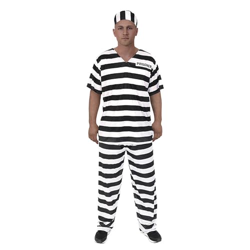 Häftling Kostüm Herren, Häftling Kostüm Herren Faschings Sträfling Kostüm - Knast Kostüm Halloween Gefängnis Kostüm Männer Karneval Erwachsene Prisoner Costume Räuber Cosplay Kostüm von Zilosconcy