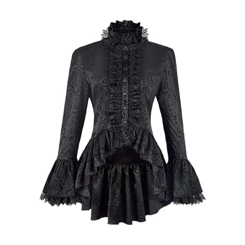 Zilosconcy Piratenkostüm Damen Mittelalter Gothic Steampunk Kleidung Wikinger Korsett Bluse Kleid Lolita Boho Halloween Karneval Cosplay Hemd Retro Kostüm von Zilosconcy