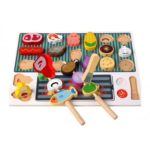 Zilynhom Küchenspielset für Kinder,Grill-Spielzeuggrill für Kleinkinder,Montessori-Lernset mit Mini-Grill zum Kochen von Lebensmitteln von Zilynhom