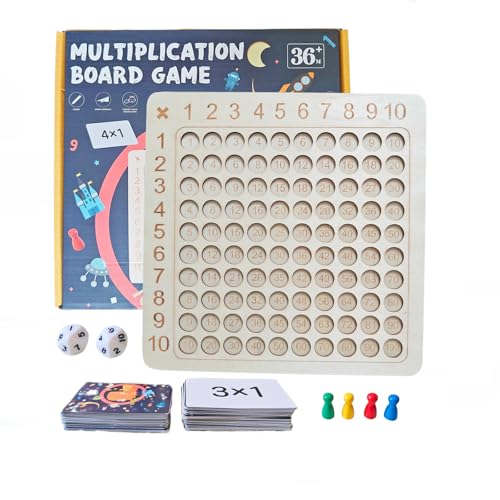 Multiplikationstabelle, Multiplikationstisch, hölzernes Montessori-Mathematikbrettspiel für Kinder von 3-5, 5-7, 6-8, Einmaleins auswendig lernen, Mathespielzeug für Kleinkinder im Vorschulalter von Zilynhom