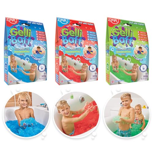 3 x Gelli Baff Bundle von Zimpli Kids, Blau, Rot & Grün, verwandelt Wasser magisch in dicke, bunte Goo, Messy & Sensory Outdoor & Indoor Spaß, Badespielzeug für Kinder, Geburtstag Goody Bag Fillers von Zimpli Kids