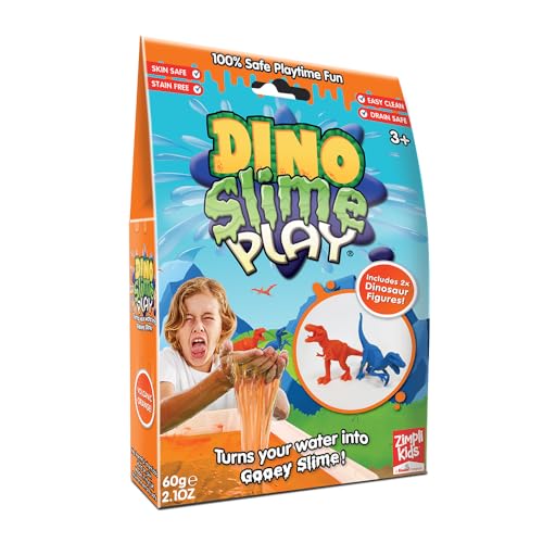 Dino Slime Play Orange von Zimpli Kids, 2 x Dinosaurier-Figuren-Set, verwandelt Wasser magisch in klebrigen, bunten Schleim, sensorisches Spielzeug für Autismus, magisches Pretend Play Geschenk, von Zimpli Kids