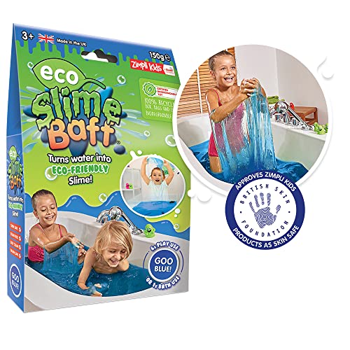 Eco Slime Baff Blue, 1 Bad oder 4 Spielanwendungen von Zimpli Kids, verwandelt Wasser magisch in klebrigen, bunten Schleim, nachhaltig, recycelbar, umweltfreundlich, Spielzeug, Schleimherstellung, von Zimpli Kids