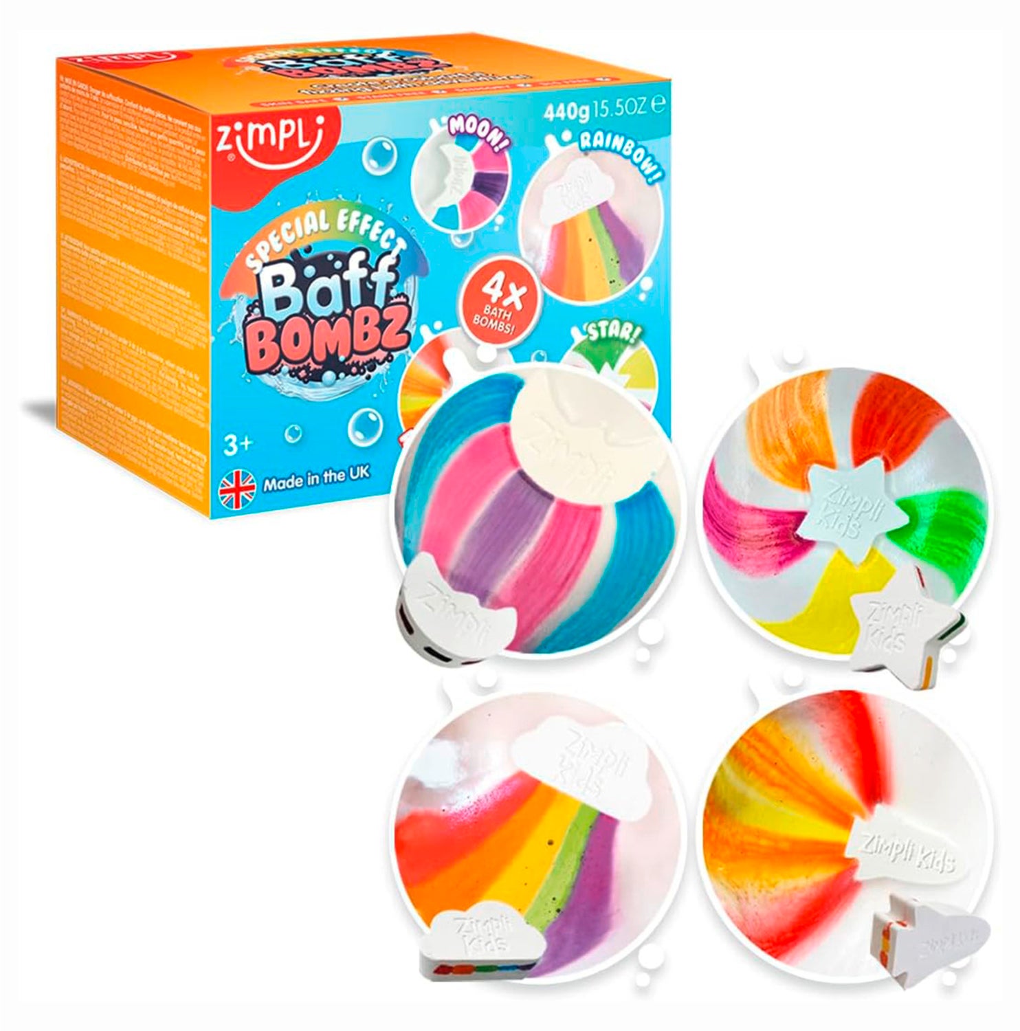 Zimpli Kids Baff Bombz Badebomben Regenbogen, Raumschiff, Mond &  Sterne von Zimpli Kids