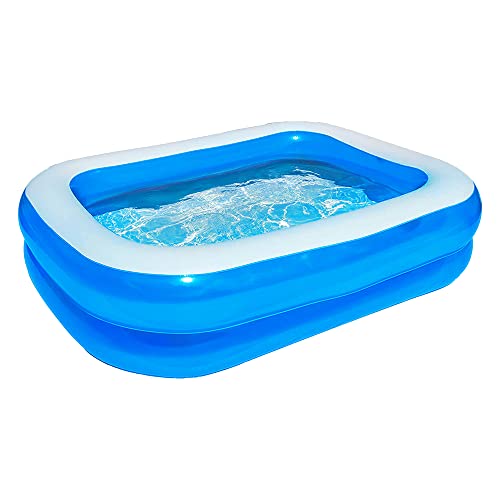 Zimpli Kids Großer Familienplanschbecken, aufblasbar, blau, 2 x 1,5 m, 496 l, einfach zu bedienen, für den Garten, Schwimmen und Planschen, Sommerwasserspaß für alle von Zimpli Kids