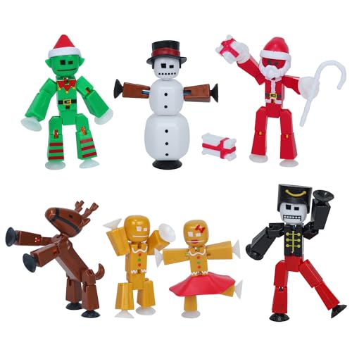 Zing StikBot Christmas Crew Pack – Enthält 7 StikBots und 1 Set Zubehör, neues Weihnachts-Themed Stop Motion Animation Spielzeug-Set von Zing