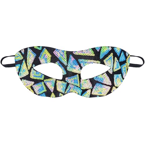 Zinniday Karneval Pailletten Maskerade Maske - 2025 Sparkly Mardi Gras Masken Schwarz Augenmaske mit Glänzend Grün Pailletten für Damen Herren Paare Bar Abschlussball Ball Party Halloween Renaissance von Zinniday