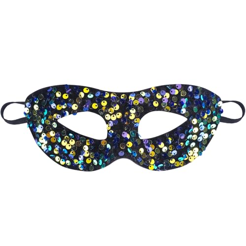 Zinniday Schwarze Karnevalsmasken – 1920er Jahre Vintage Maskerade Maske mit glänzenden goldenen Pailletten, 2025 Venezianische elegante schwarze Kugel-Augenmaske für Damen und Herren, Karneval, von Zinniday