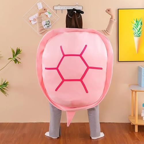 Turtle Power Shell, riesiges Schildkrötenkissen, tragbar, tragbar, Schildkrötenmuschel-Kissen, lustiges Cosplay-Plüschspielzeug, Geschenk für Kinder und Erwachsene (Rosa, 100cm) von Zinsale