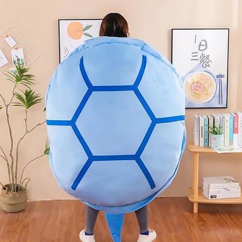 Turtle Power Shell, riesiges Schildkrötenkissen, tragbar, tragbar, Schildkrötenmuschel-Kissen, lustiges Cosplay-Plüschspielzeug, Geschenk für Kinder und Erwachsene (blau, 100cm) von Zinsale