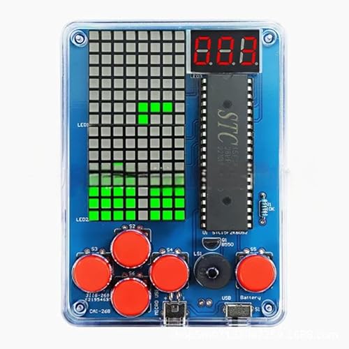 DIY Lernbaukästen, Experimentierkästen Elektronik Bausatz zum Löten, Handheld Game Console mit 4 Spielen, Spiele für elektronische Löten Praxis und Lernen, Acryl-Gehäuse und Handheld-Größe von Zinueen