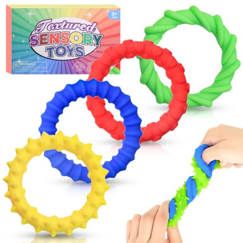 Dehnbares Sensorik-Spielzeug für Autistische Kinder - 4er-Pack Zappelarmbänder zur Beruhigung | Autismus Spielzeug für besondere Bedürfnisse von Kindern und Erwachsenen Dehnbares Sensorik-Spielzeug für Autistische Kinder - 4er-Pack Zappelarmbänder zur Beruhigung | Autismus Spielzeug für besondere Bedürfnisse von Kindern und Erwachsenen von Zinueen
