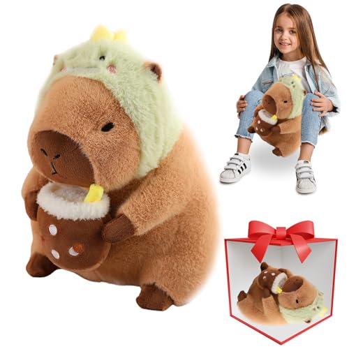 Kawaii Capybara Plüsch Kissen - Süßes Plüschtier und Wurfkissen aus flauschigem Stoff mit Brot-Motiv - Tolles Geschenk für Kinder, Mädchen und Capybara-Fans - 30cm (C) von Zinueen