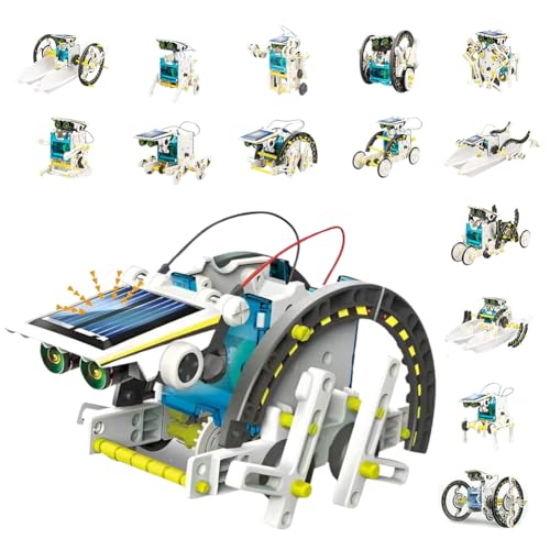 Solar Roboter Spielzeug für Kinder, Solar Robot Kit 14-in-1 DIY Bauspielzeug Experimente Spielzeug Bausatz, Lernspielzeug Geschenke Spielzeug im Alter von 8 + Jahren Jungen und Mädchen von Zinueen