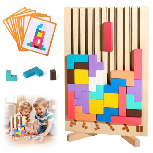 Tetris Holzspiel, Montessori Spielzeug ab 3 Jahre, Holzpuzzle 3D Puzzle, Holz Tetris Montessori, Intelligenzspiel, Geometrische Blöcke, Geschenk für Kinder Tetris Holzspiel, Montessori Spielzeug ab 3 Jahre, Holzpuzzle 3D Puzzle, Holz Tetris Montessori, Intelligenzspiel, Geometrische Blöcke, Geschenk für Kinder von Zinueen