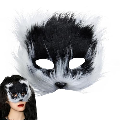 Cosplay-Maske , Katzenmaske , Therrian-Masken , Pelzige Fuchsmaske , Cosplay Gesichtsbedeckung , Katzenmaske Halloween Requisiten Tier Maskerade Cover | Halloween-Kostüm-Requisiten, Maskerade-Gesichts von Ziurmut