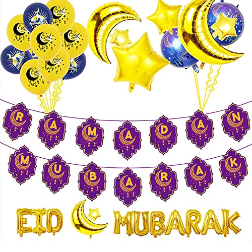 Eid-Buchstaben-Folienballons – Eid-Buchstaben-Druckballons – Mond und Stern Aluminiumfolienballons – Dekorationszubehör von Ziurmut