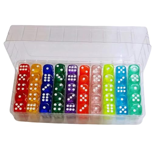 Spielwürfel-Set – 100 Stück farbige Spielwürfel | Mehrfarbige Würfel für Brettspiele, Würfelspiele, Mathematikspiele | Clear Point Design Game Dice Bulk Set Colours Dice Set für Würfelspiele von Ziurmut