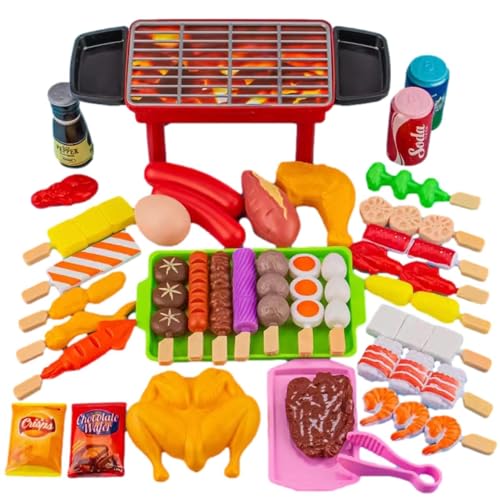 Spielzeug-BBQ-Grill-Set, BBQ-Grill-Rollenspielset, Koch, Rollenspiel-Kochen, Küchenspielzeug, interaktives Grillspielzeug-Set für Kinder, Grill-Kochen, Küchenspielzeug, Grill-Spielset, Essen, von Ziurmut