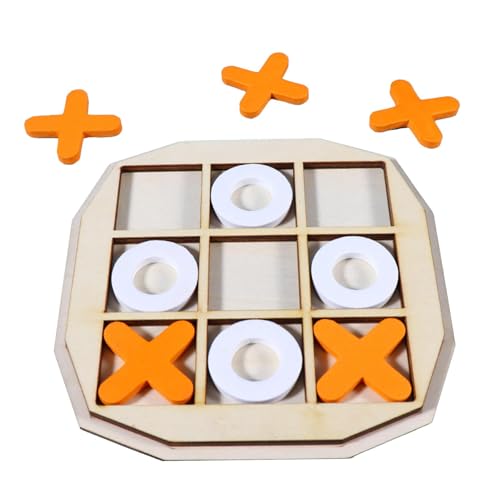 Tic-Tac-Toe-Spiel aus Holz - Tic-Tac-Toe-Brettspiele | 15x15cm hölzernes Nullen- und Kreuzspiel mit hölzernen X- und O-Buchstaben | Brettspiele für Indoor-Partys, Familientreffen, Engagement von Ziurmut